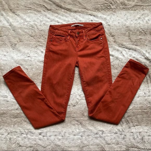 Vince Mid Rise Skinny Jeans in Rust - Picture 2 of 8